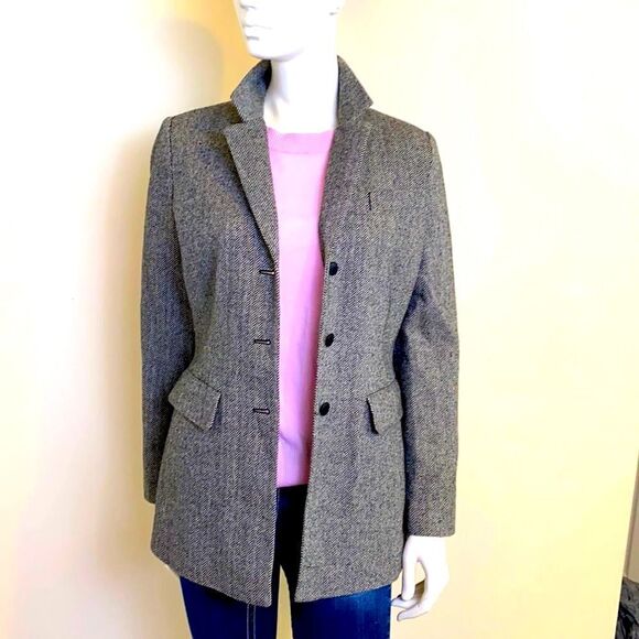 Larry Levine Jacket Blazer Size 4 Black Herringbone NWOT Levine Classics - Picture 1 of 6
